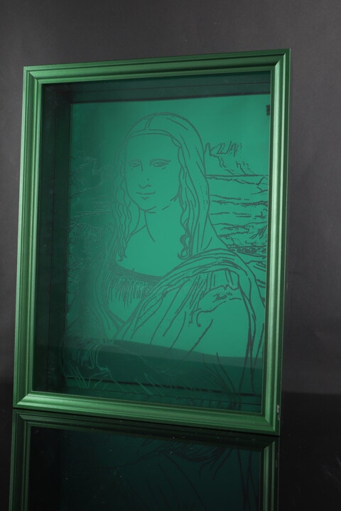 Obrazy i ryciny zatytułowany „only green Mona Lisa” autorstwa Vincent Sabatier (VerSus), Oryginalna praca, Rytownictwo