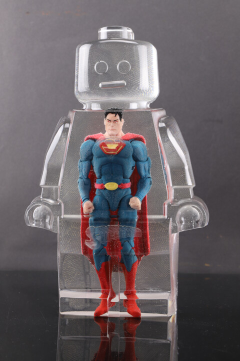 Sculpture titled "Roboclusion Superman" by Vincent Sabatier (VerSus), Original Artwork, Casting