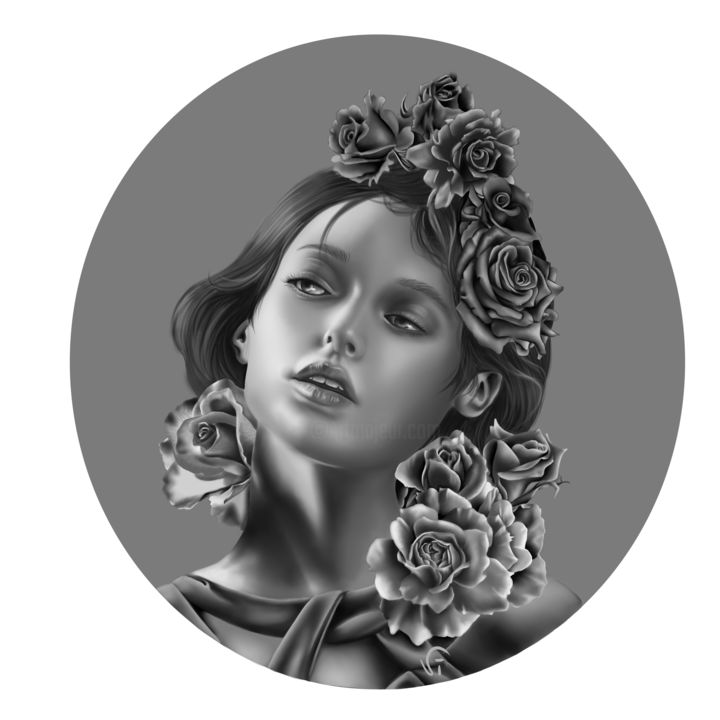 Digitale Kunst mit dem Titel "Rose" von Vincenza Cotugno, Original-Kunstwerk, Digitale Malerei