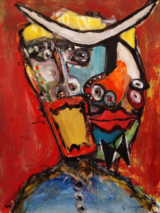 Peinture intitulée "Portrait Compositio…" par Vincenzo, Œuvre d'art originale, Acrylique