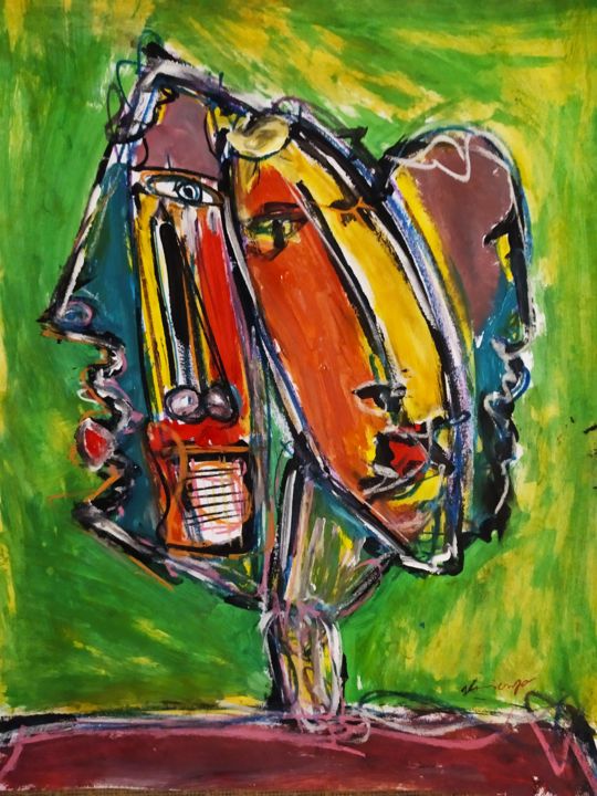 Painting titled "Composition figurat…" by Vincenzo, Original Artwork, Acrylic