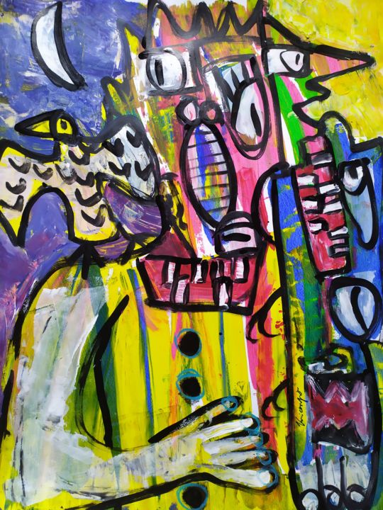 Peinture intitulée "Composition figurat…" par Vincenzo, Œuvre d'art originale, Acrylique