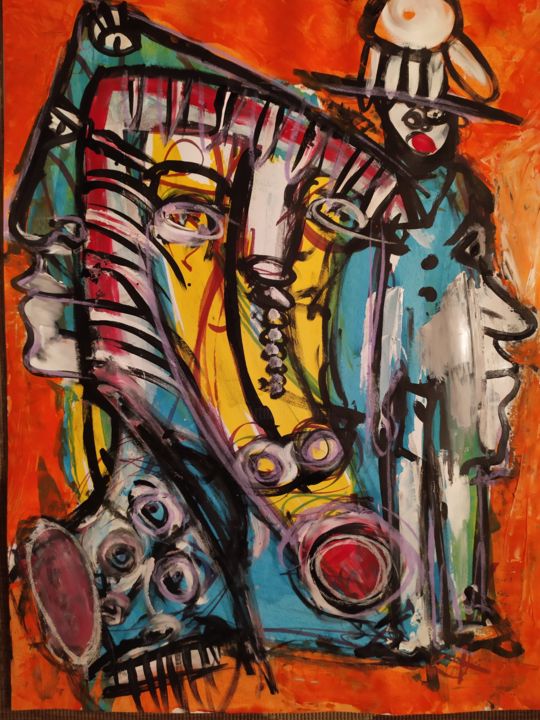 Schilderij getiteld "Composition figurat…" door Vincenzo, Origineel Kunstwerk, Acryl