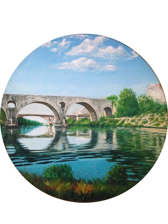 Pintura intitulada "Il fiume Volturno" por Vincenzo Del Mese, Obras de arte originais