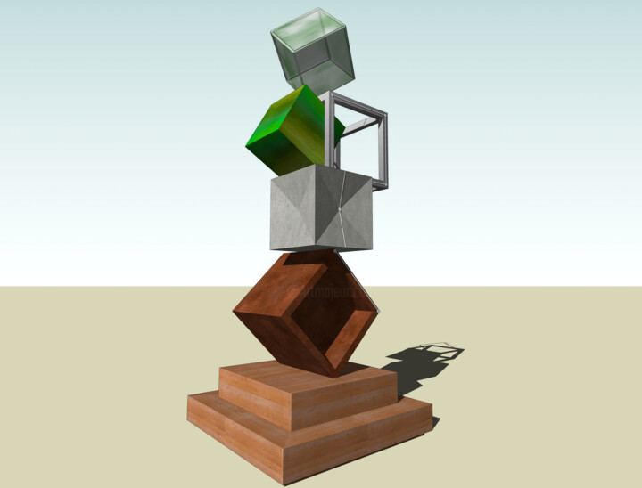 Sculpture titled "Cubes Boréales" by Vincenzo Galati, Original Artwork, Stainless Steel