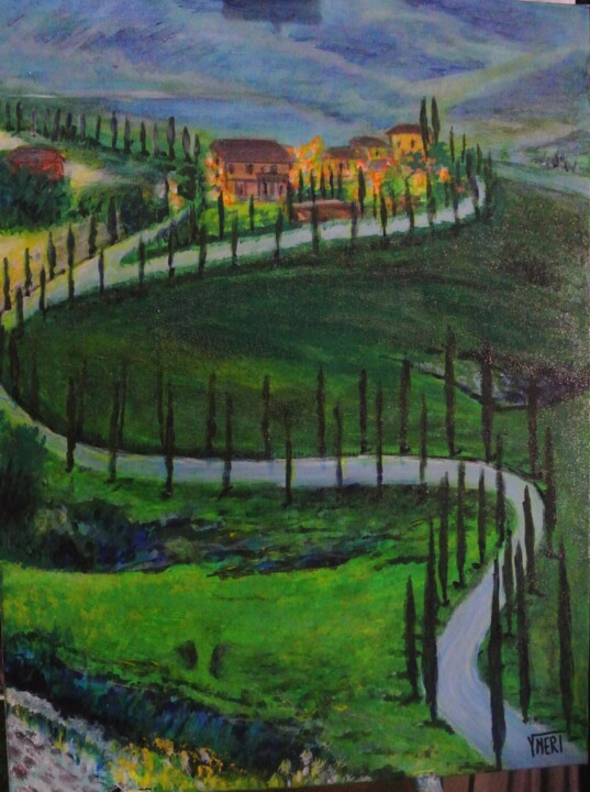 Painting titled "BORGO SENESE  (SI)" by Vincenzo Neri, Original Artwork, Acrylic