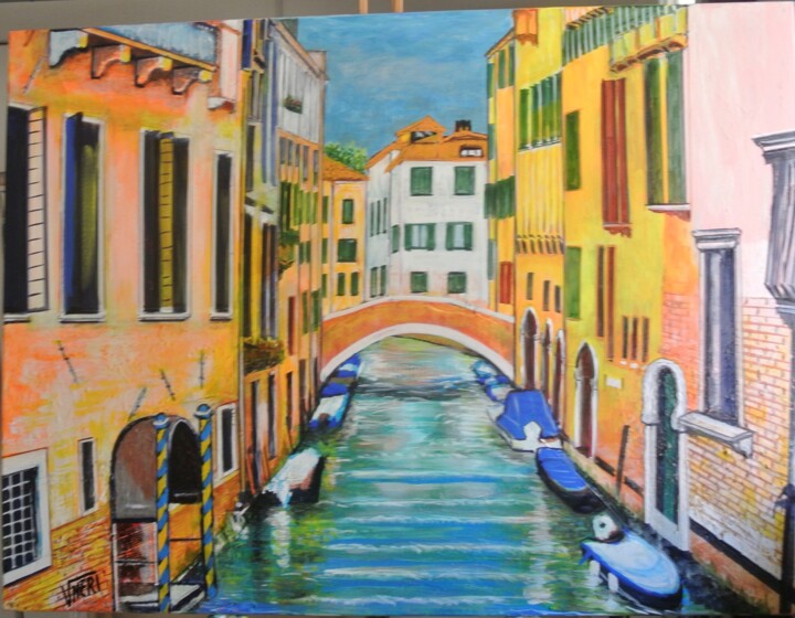 Painting titled "IL  CANALE - VENEZIA" by Vincenzo Neri, Original Artwork, Acrylic