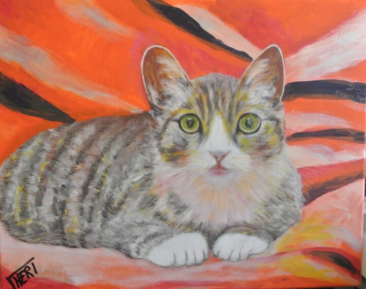 Painting titled "IL  GATTO" by Vincenzo Neri, Original Artwork, Acrylic