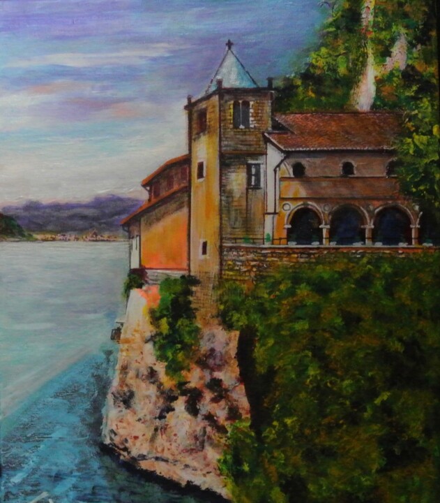 Painting titled "Costiera  lago del…" by Vincenzo Neri, Original Artwork, Acrylic