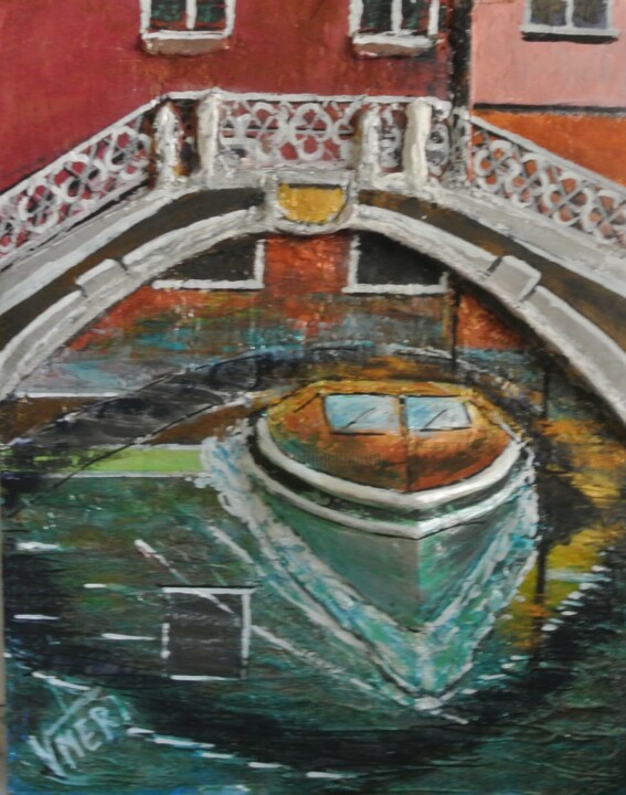 Pittura intitolato "VENEZIA, un canale,…" da Vincenzo Neri, Opera d'arte originale, Acrilico Montato su Telaio per barella i…