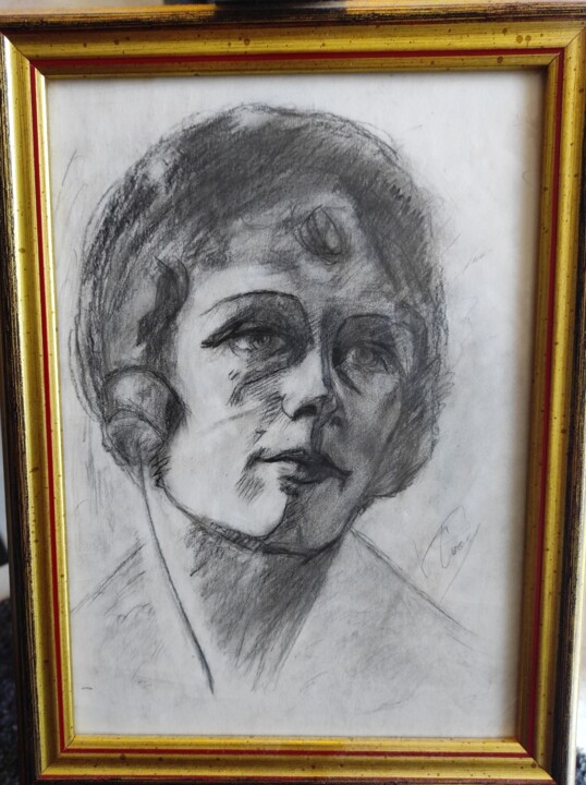 Painting titled "Ritratto" by Vincenzo Piras, Original Artwork, Charcoal