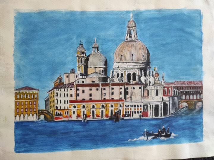 Painting titled "Piazza San Marco" by Vincenzo Piras, Original Artwork, Watercolor