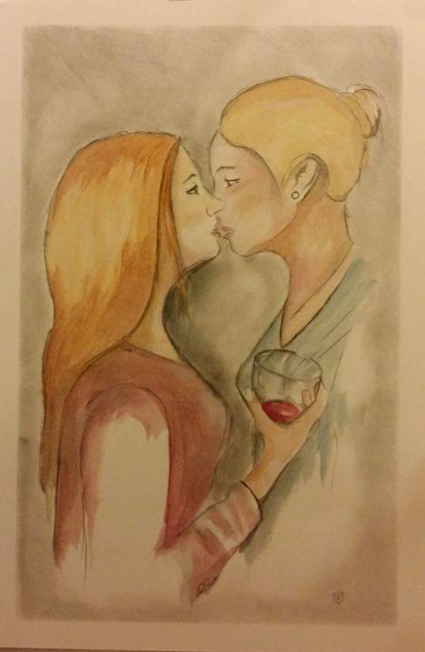 Painting titled "Bacio" by Scafato, Original Artwork, Oil