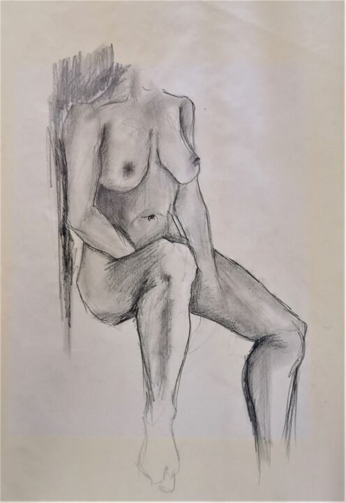 Disegno intitolato "Corpo femminile" da Vincenzo Cohen, Opera d'arte originale, Matita