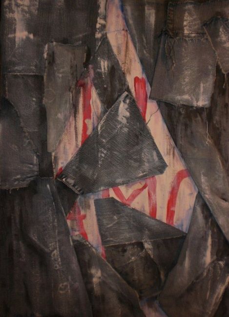 Collages intitolato "stato d'animo" da Vincenzo Dornetti, Opera d'arte originale, Tessuto