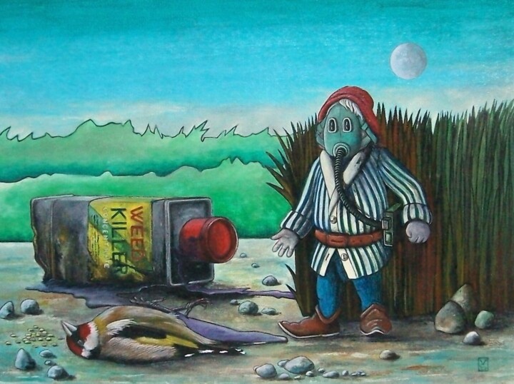 Peinture intitulée "weed killer" par Vincenzo Squillacioti, Œuvre d'art originale, Tempera