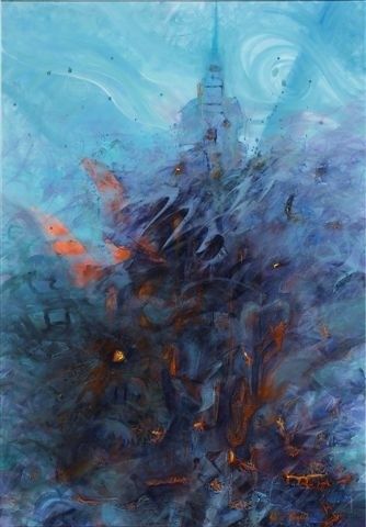 Painting titled "9/11" by Angela Vincze, Original Artwork, Oil