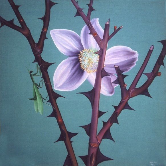 Painting titled "flower and thorns" by Vinko Hlebs, Original Artwork, Oil