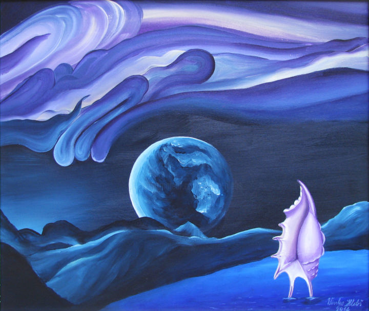 Painting titled "Shell and Earth" by Vinko Hlebs, Original Artwork, Oil