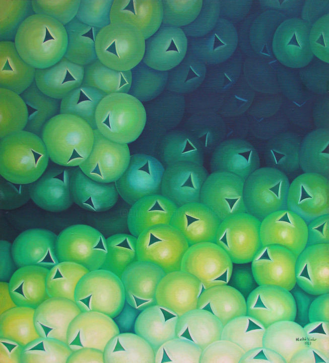 Картина под названием "Green Fruit" - Vinko Hlebs, Подлинное произведение искусства, Масло