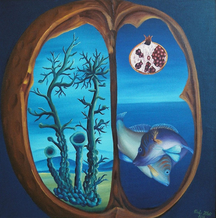 Painting titled "Womb of the Earth" by Vinko Hlebs, Original Artwork, Oil