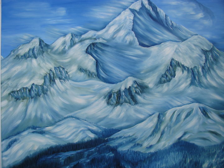 Malerei mit dem Titel "Mountains" von Vinko Hlebs, Original-Kunstwerk, Öl