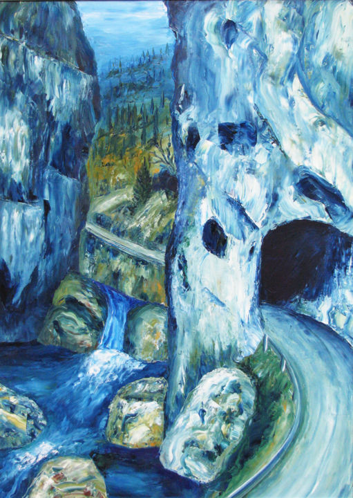 Schilderij getiteld "Devil's Bridge" door Vinko Hlebs, Origineel Kunstwerk, Acryl