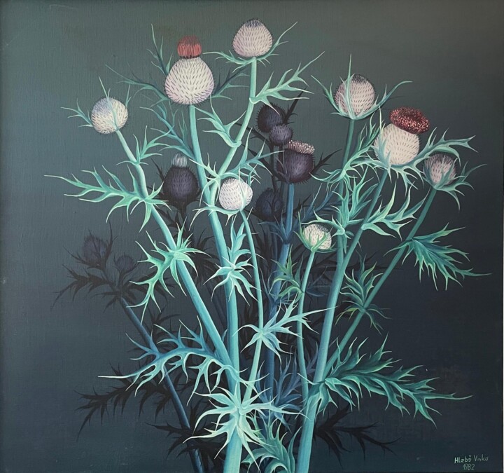 Schilderij getiteld "Cirsium" door Vinko Hlebs, Origineel Kunstwerk, Olie