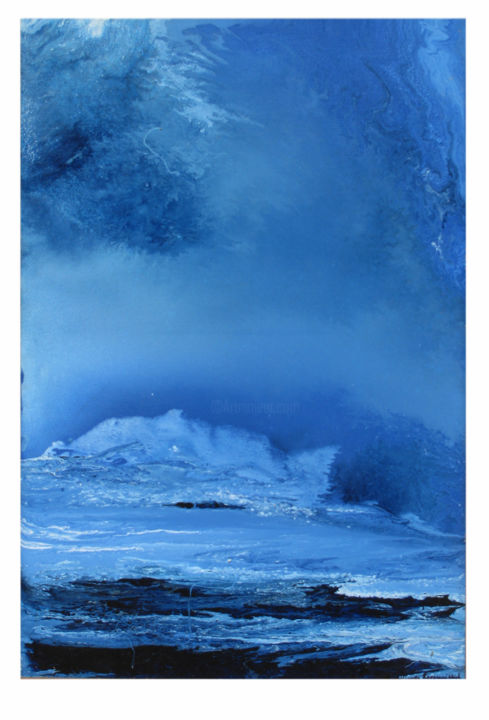 Schilderij getiteld "BLUE" door Vinoda Revannasiddaiah, Origineel Kunstwerk, Acryl