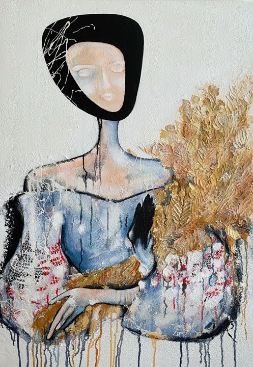Schilderij getiteld "Mother" door Rymma Vinogradova, Origineel Kunstwerk, Acryl
