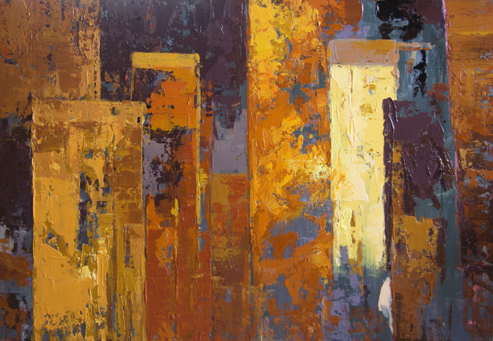 Malerei mit dem Titel "Brown and orange" von Alexander Vinokurov Abstraction, Original-Kunstwerk, Öl