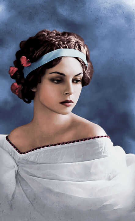 Цифровое искусство под названием "Girl, 1800s" - Vinsvood, Подлинное произведение искусства, Цифровая живопись
