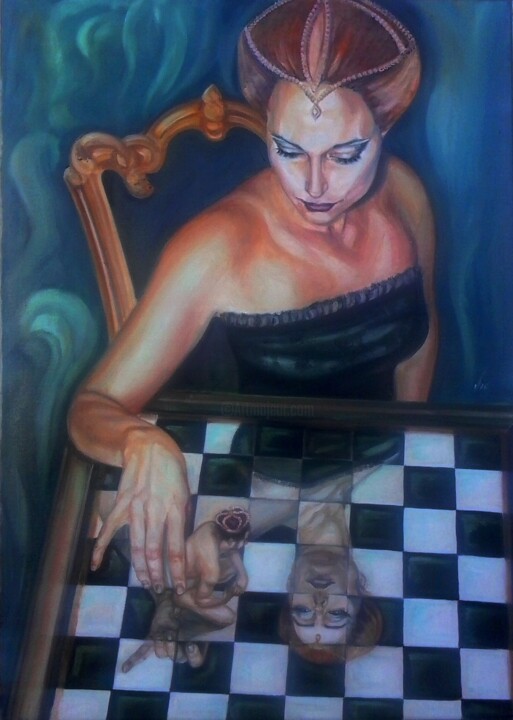 Painting titled "Femme fatale" by Vio, Original Artwork, Oil