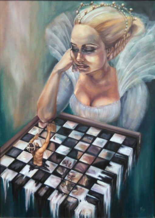 Painting titled "Game over" by Vio, Original Artwork, Oil