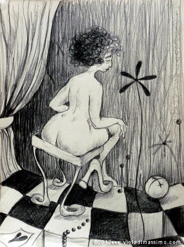 Dessin intitulée "02-12 biancoenero" par Viola Di Massimo, Œuvre d'art originale, Crayon