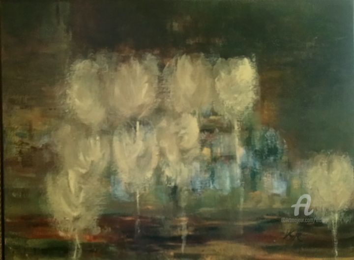 Pittura intitolato "White tulips" da Viola Gr, Opera d'arte originale, Acrilico