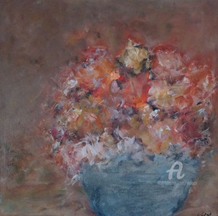 Painting titled "Burning Flowers" by Viola Gr, Original Artwork, Acrylic