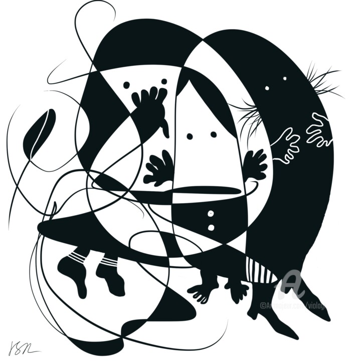 Zeichnungen mit dem Titel "Burnout with a grai…" von Viola Gr, Original-Kunstwerk, Digitale Malerei