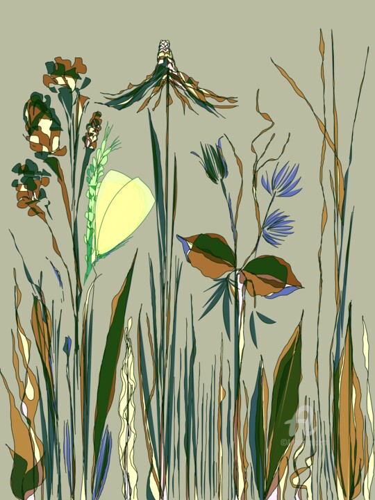 Malarstwo zatytułowany „Field flowers” autorstwa Viola Gr, Oryginalna praca, Malarstwo cyfrowe