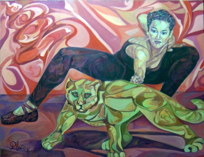 Malerei mit dem Titel "DANZA FELINA" von Carmen Plaza, Original-Kunstwerk