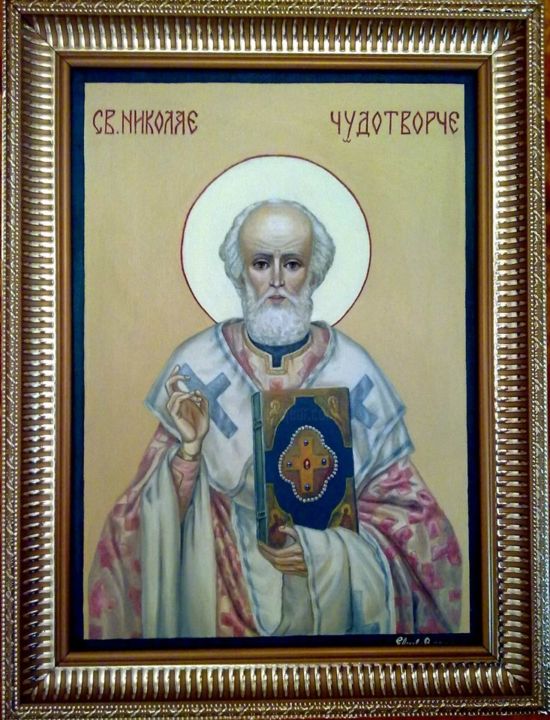 Painting titled "Николай Чудотворец" by Violetta Tatarinova, Original Art, Oil