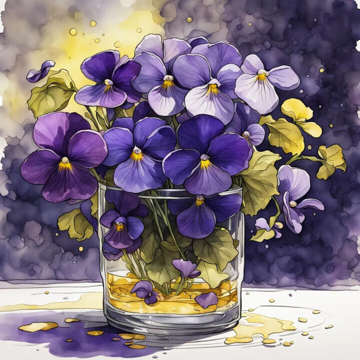 Digital Arts titled "Violettes" by Violetta André, Original Artwork, Digital Painting