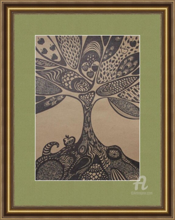 Рисунок под названием "Iggrasil trees - or…" - Violetta Golden, Подлинное произведение искусства, Маркер Установлен на Друга…