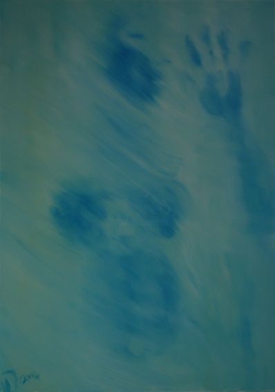Painting titled "Blue Vu" by Vu De La Jara, Original Artwork, Oil