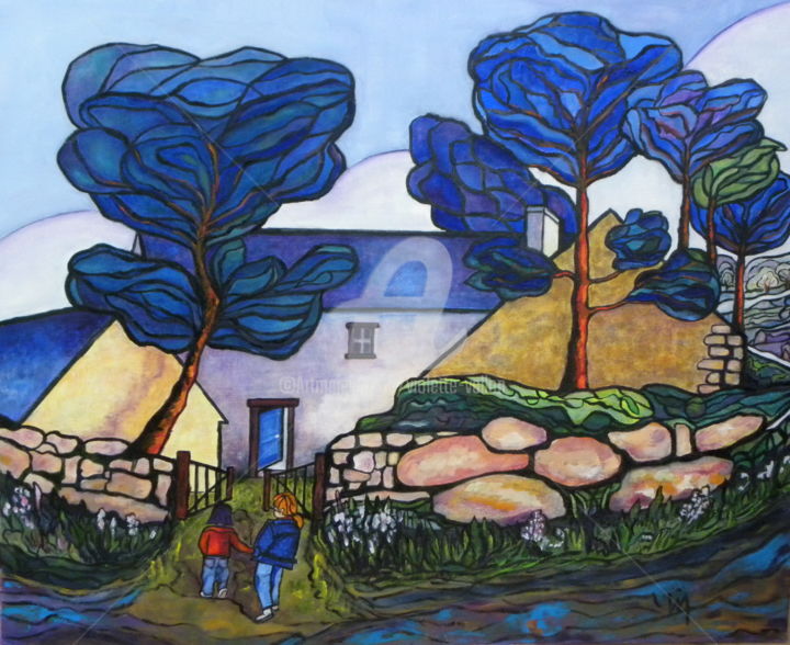Malerei mit dem Titel "retour-a-la-maison.…" von Viva, Original-Kunstwerk, Öl