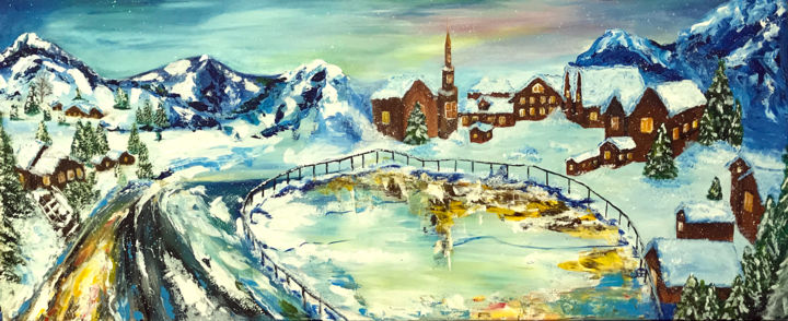 Картина под названием "Зимняя сказка" - Виолетта Петровец, Подлинное произведение искусства, Акрил