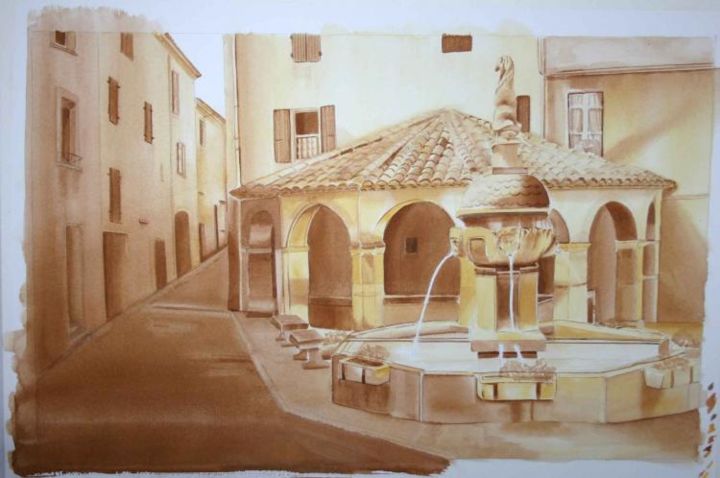 Painting titled "Lavoir" by Bernadette Renneson, Original Artwork