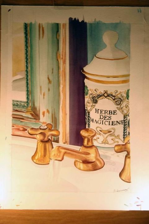Painting titled "Pots des magiciens" by Bernadette Renneson, Original Artwork