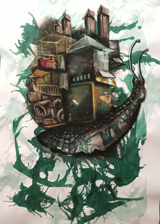 "Abstract#13#snail" başlıklı Tablo Vira Chernetska tarafından, Orijinal sanat, Pastel
