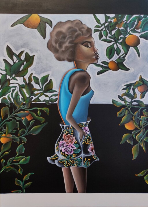 Pintura intitulada "In the garden" por Vira Chernetska, Obras de arte originais, Óleo